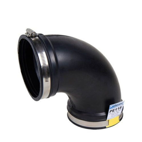 Flexseal elbow (with stainless steel clamps) - black rubber